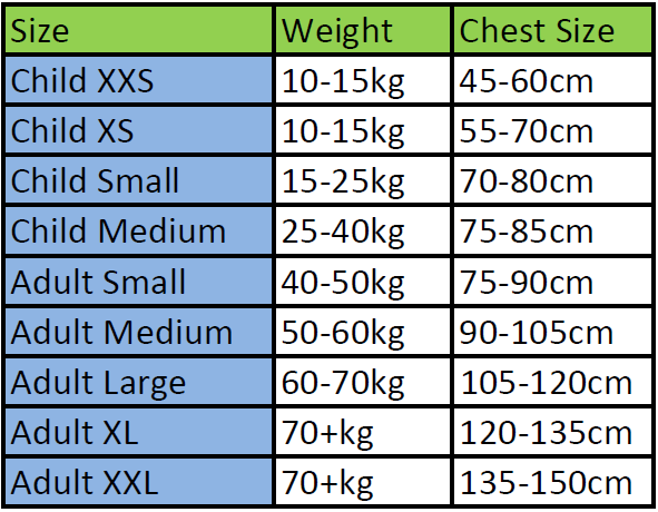 kids platinum apollo pfd life jackets life jacket sizing chart